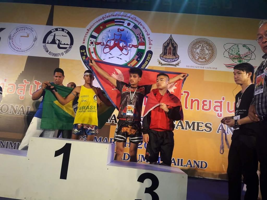 Ramesh Pandey winning the W.M.O Muay Thai world championship